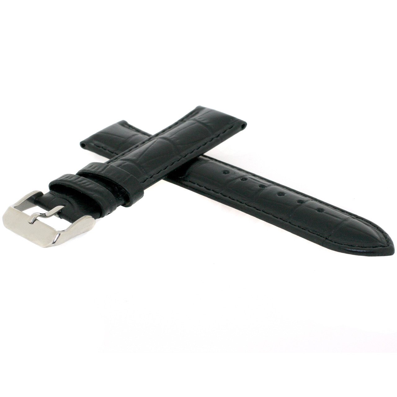 Waterproof Black Leather Watch Band by Tech Swiss - Side View - Main