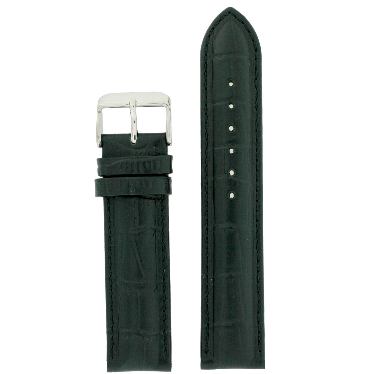 Waterproof Black Leather Watch Band by Tech Swiss - Top View