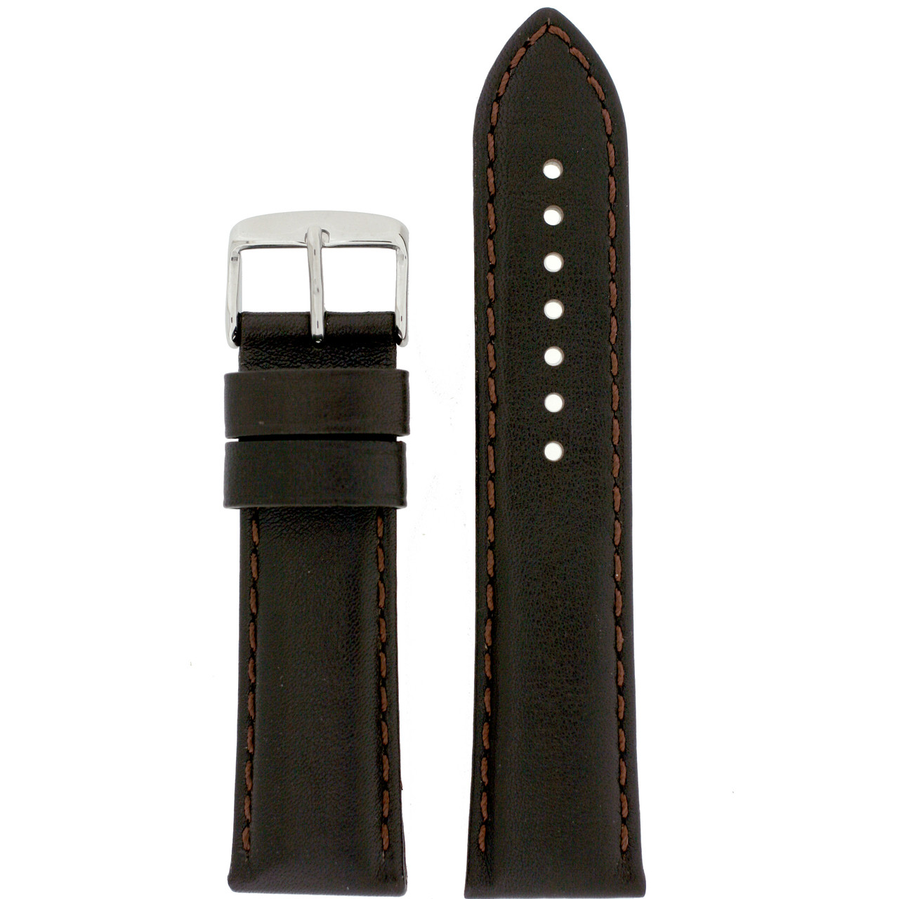 Genuine Leather Calfskin Watch Band in Brown - Top View