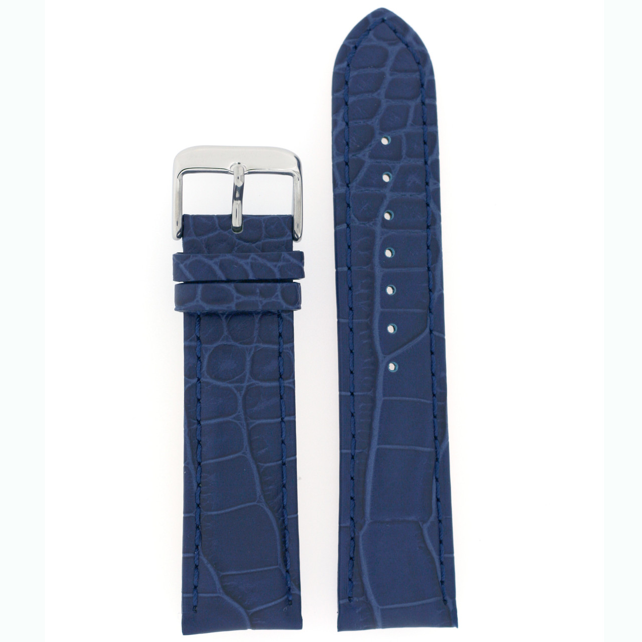 Watch Band with Crocodile Grain in Blue - Top View