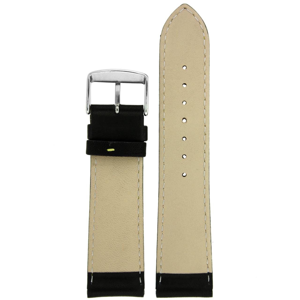 Black and Yellow Leather Sports Watch Band - Bottom View - Main