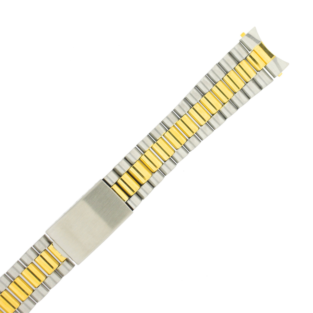 Watch Band Oyster Style 2-Tone Stainless Steel Curved Ends - TSMET232