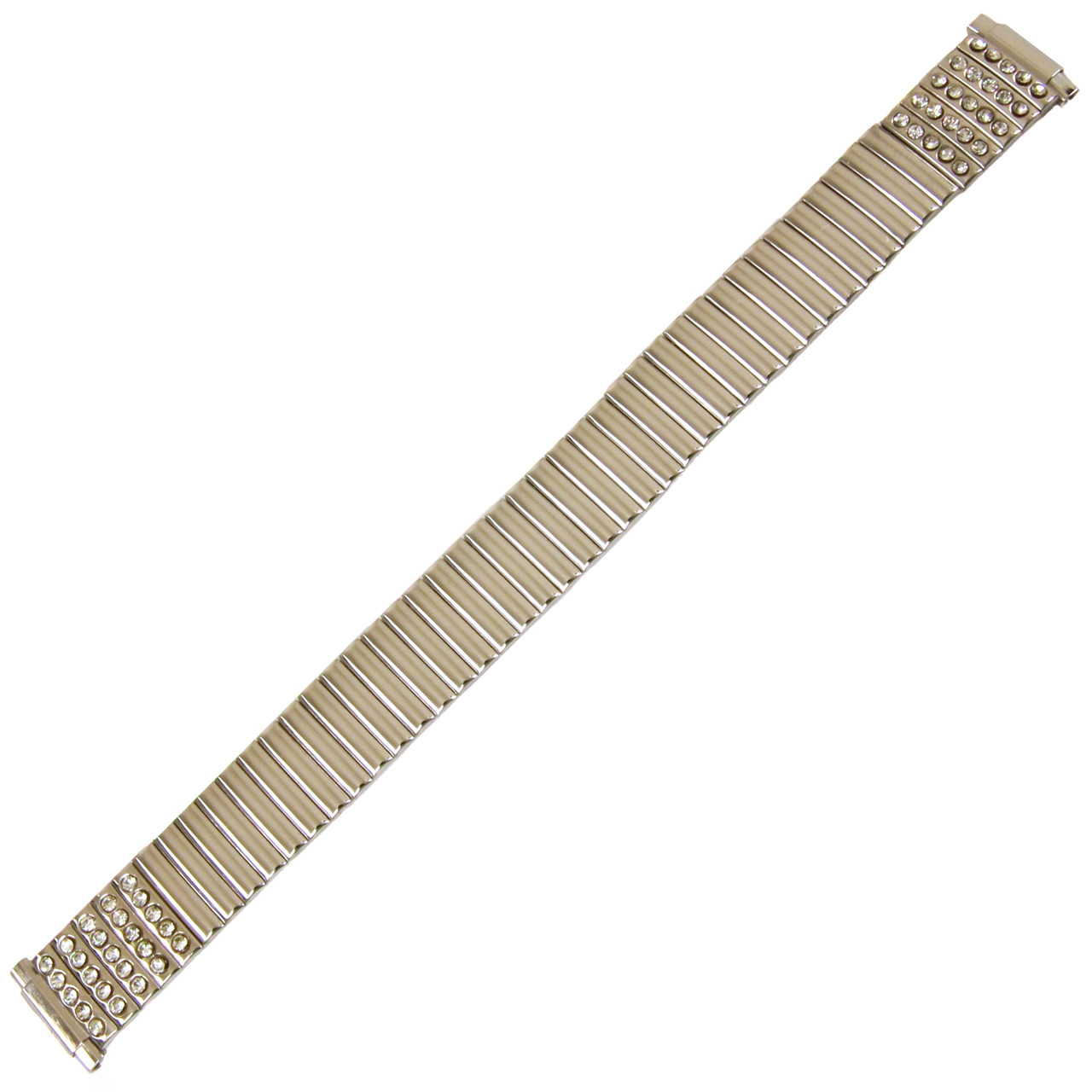 Watch Band Expansion Ladies Silver Color with Rhinestones in sizes 11mm to 14mm - Main