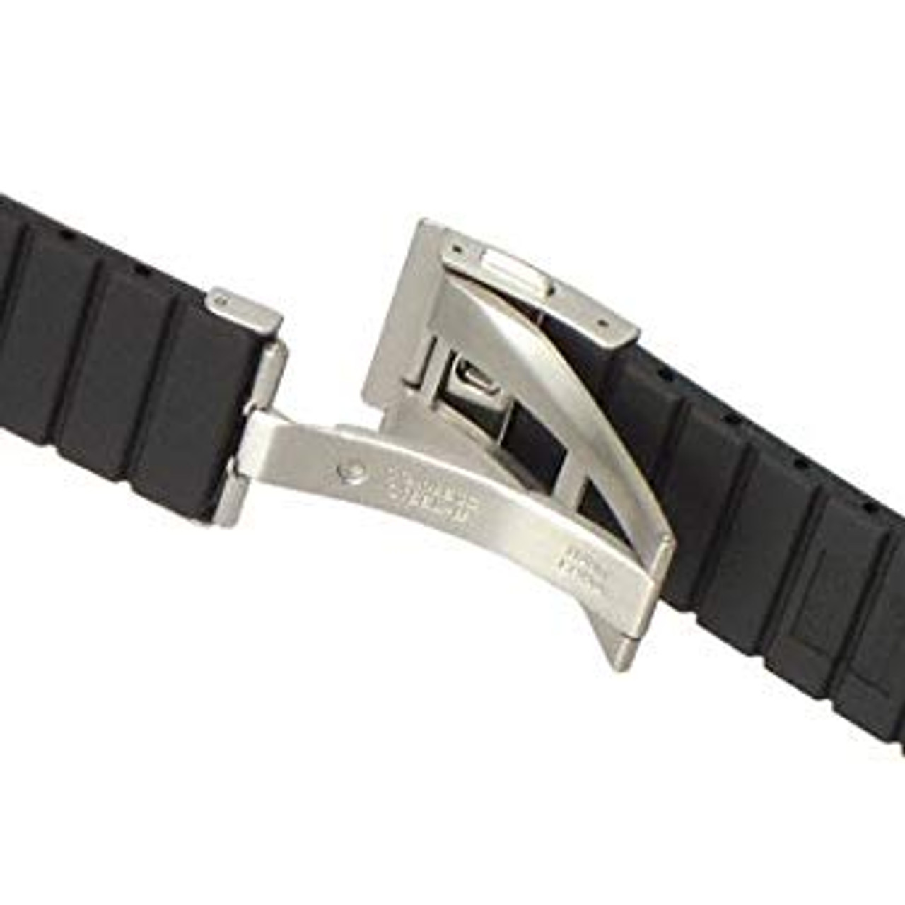 Replacement watch strap SEIKO 21mm black stainless steel solid with curved  ends SNAD91P1
