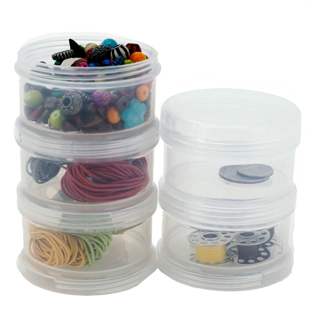 Container Impact Resistant Stackable Clear Containers 6 For Beads Crafts  Findings Small Items 1.75 Round - Watch Material