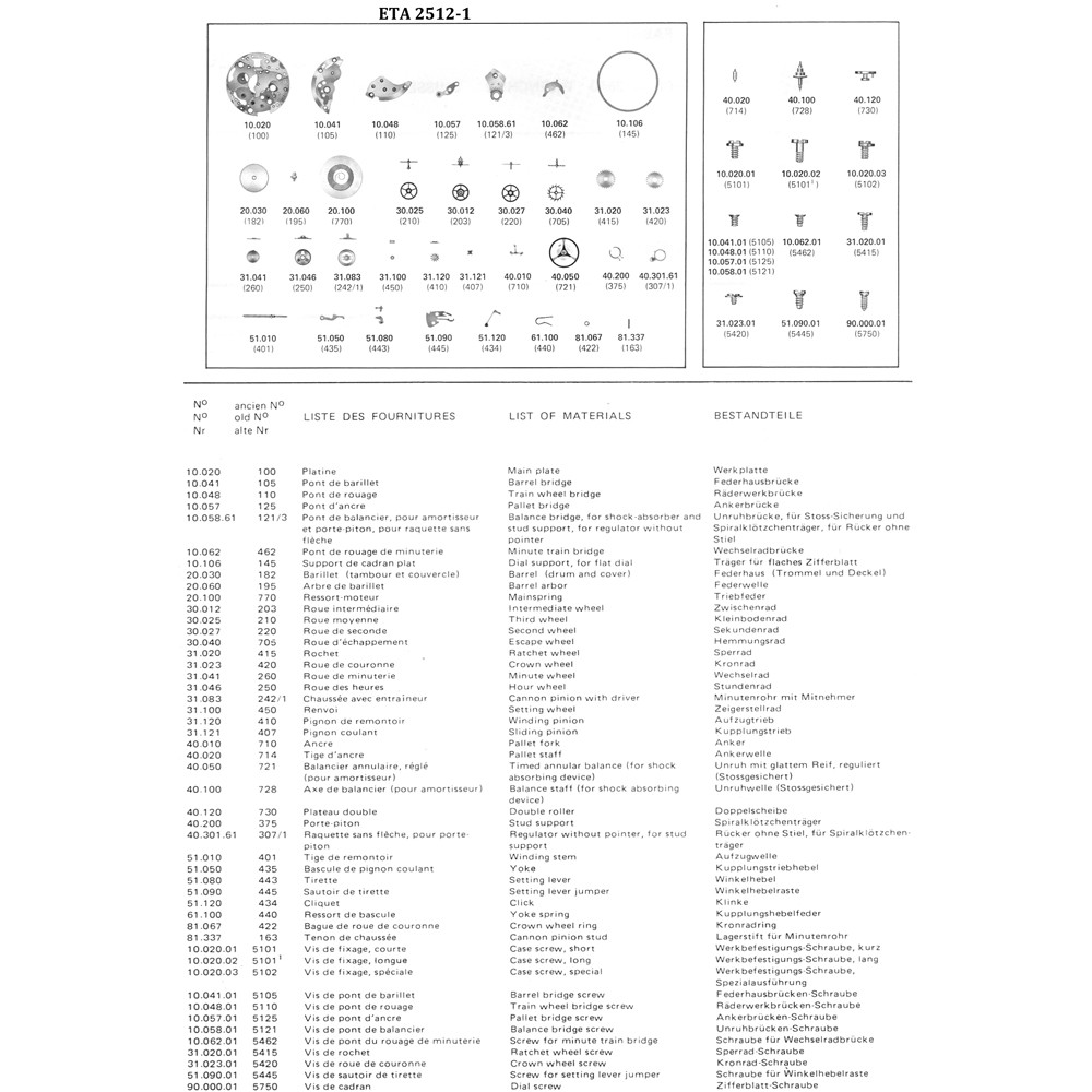 ETA 2512 Jewelled Pallet Fork And Staff Original