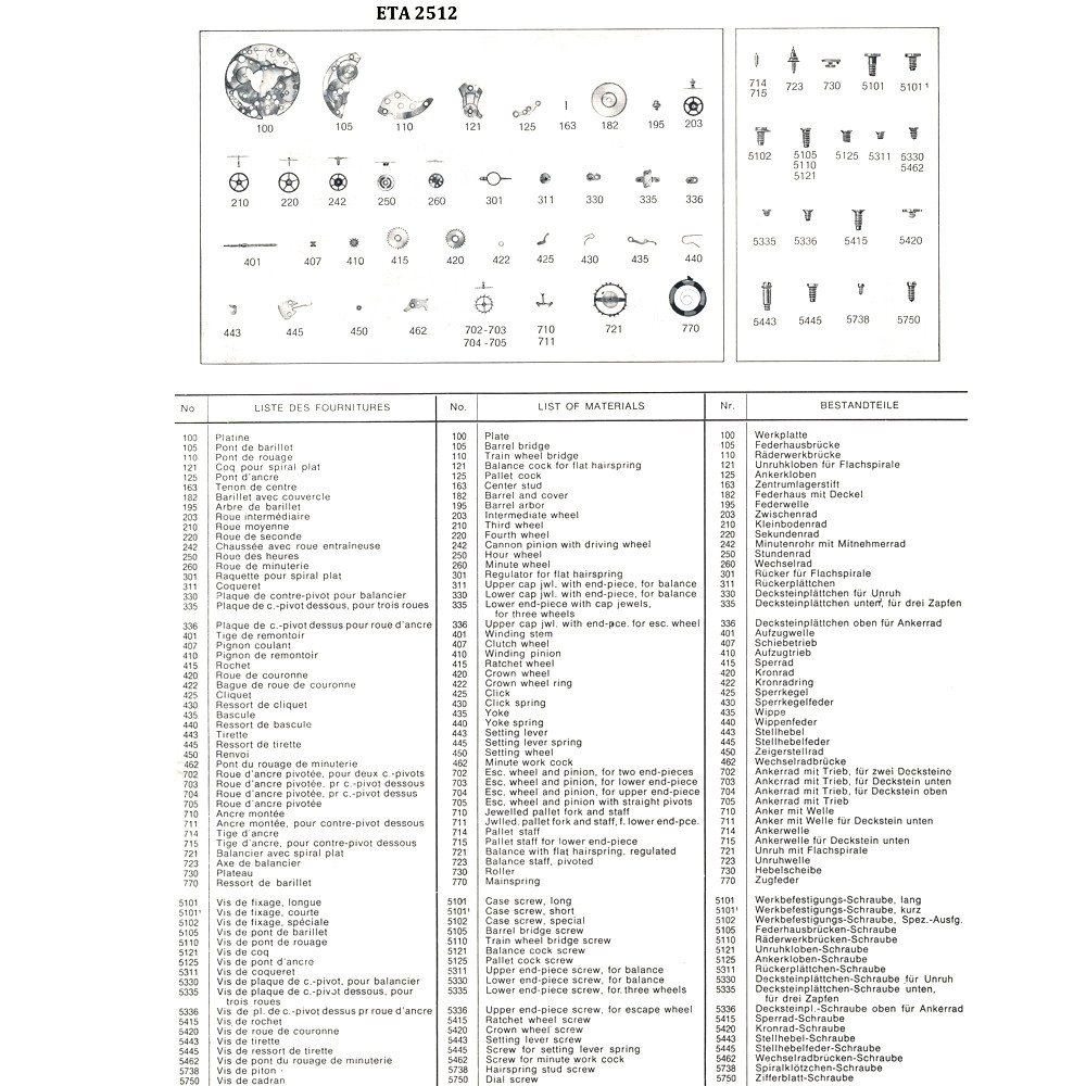 ETA 2512 Jewelled Pallet Fork And Staff Original