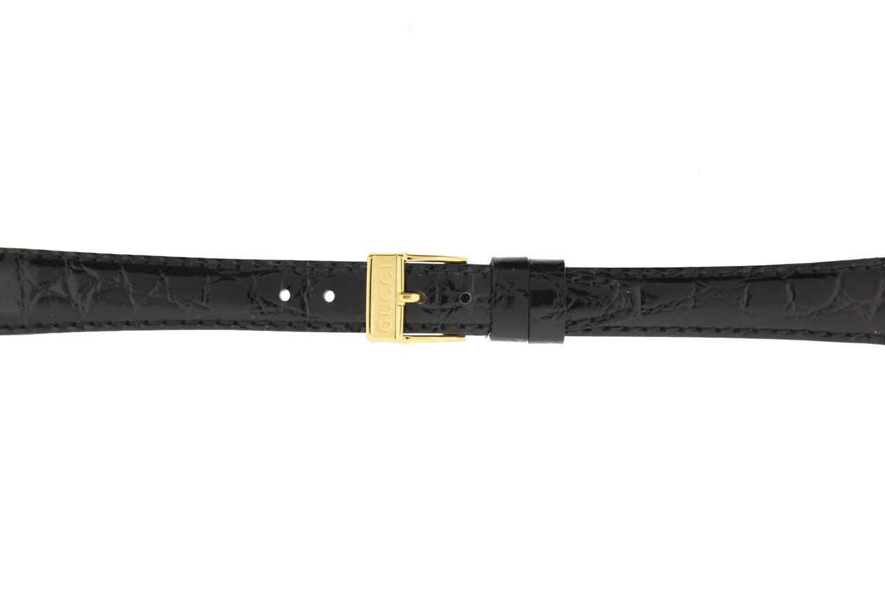 Gucci Watch Band 13mm Black models 2200L 3000L Crocodile Grain Short
