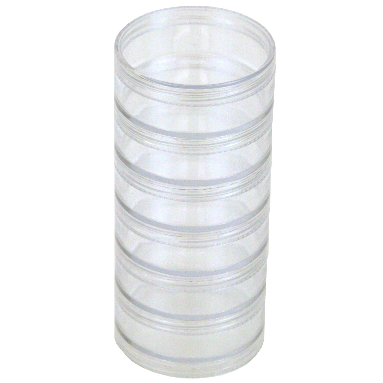 Storage Box with 6 Stackable Clear Round Small Containers for Crafts Beads Medicine Small Items 2 3/4" Round