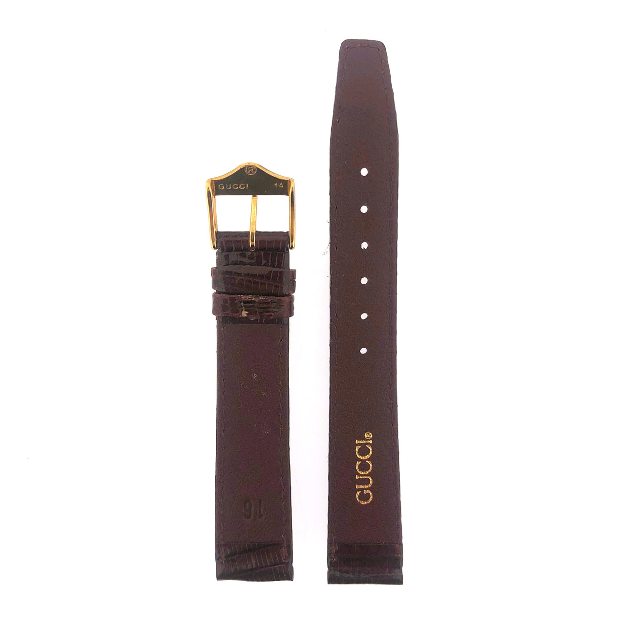 Genuine GUCCI Watch Band 16mm Burgundy Genuine Lizard Replacement