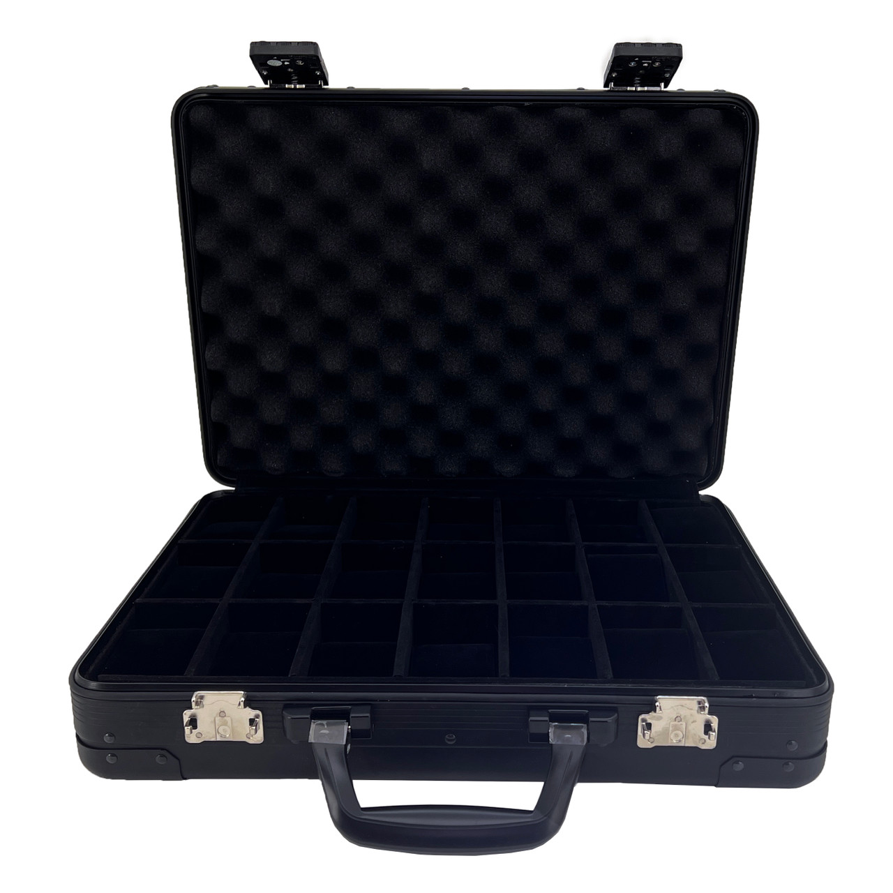 Watch Box Aluminum 21 Slots Extra Large Brief Case Black TSA Lock