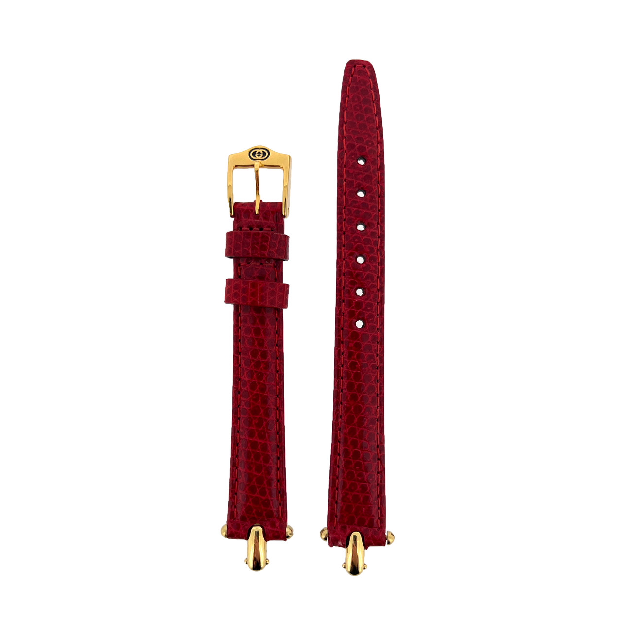 Gucci Watch Band Leather Red 1800L Ladies Strap 12mm Strap Vintage Gold Tab