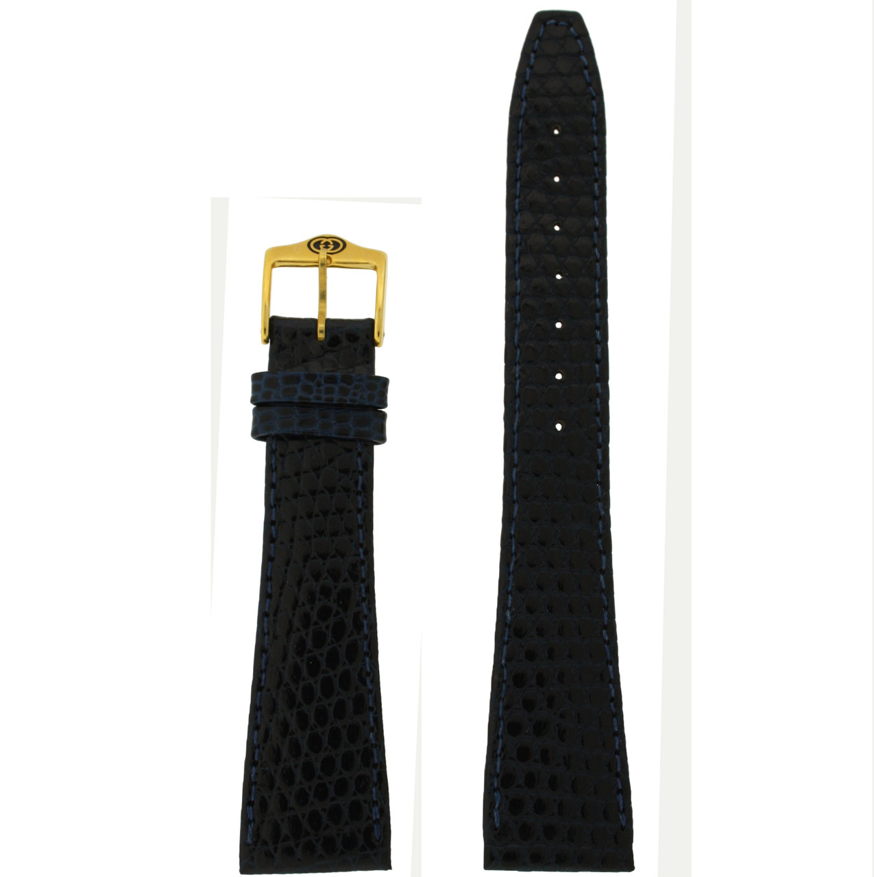 Gucci Watch Band Black Lizard Leather 17mm Strap fits 2200M 3000M 7600M