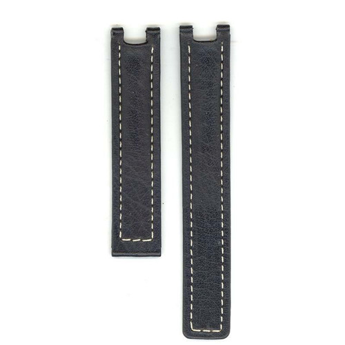 Tag Heuer Watch Band Black White Stitching Leather 15mm Fits Deployment Clasp FC6150