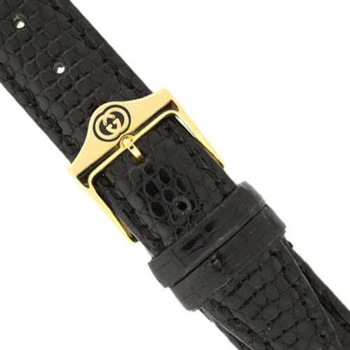 Gucci Watch Band Black Model 19mm Lizard Strap Mens