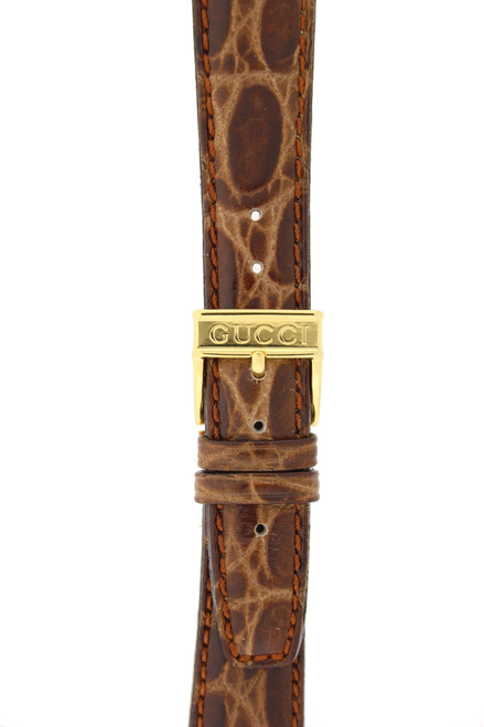 Gucci Watch Band 18mm Brown Leather Crocodile 5500M 5400M 7400M 