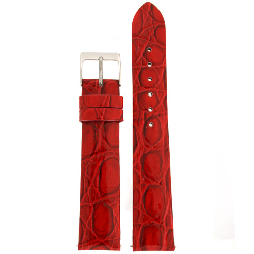 Red Crocodile Grain Leather Watch Band - Top View