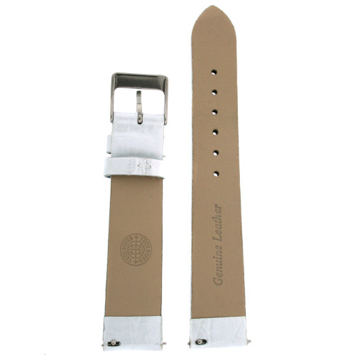 White Patent Leather Watch Band with Crocodiledile Grain Print by Tech Swiss - Bottom View - Main