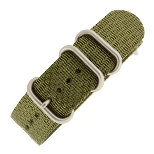 Watch Band Nylon One Piece Olive Green Stainless Steel Buckle