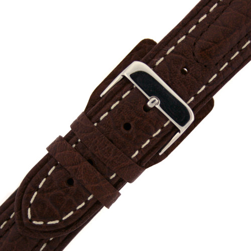 Watch Band Brown with White Stitching Italian Leather - Main