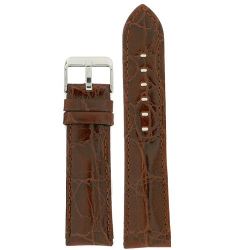 Brown Leather Watch Band with Crocodile Grain by Tech Swiss - Top View