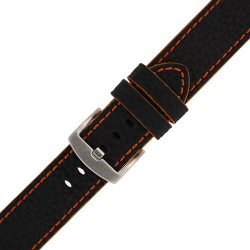 Watch Band Leather Black and Orange - Main
