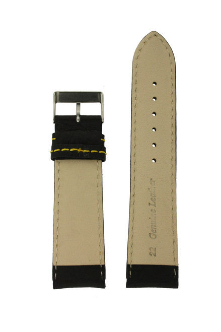 Sport Leather watch band with yellow stitching - interior - Main