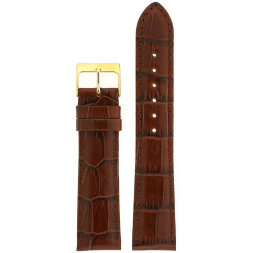 Dark Brown Leather Watch Band with Crocodile Grain - Top View