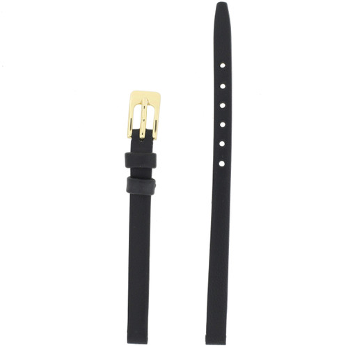 6 mm leather watch band in black