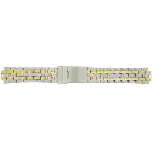 Metal Watch Band in 2-Tone Stainless Steel w. Curved End - Main