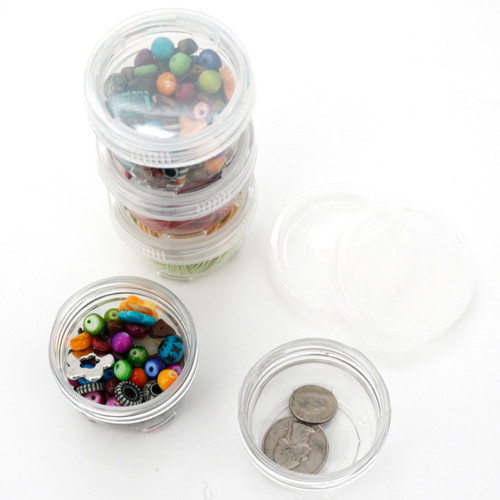 Storage Round Clear Container with Screw Lids For Small Items Organizer 1.5  inches - 12 Pieces