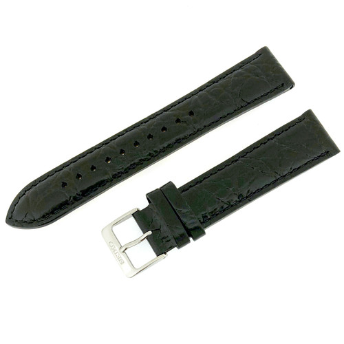 Seiko Leather Watch Band Black 20mm Strap Polished 