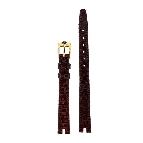 Gucci Watch Band 2000L 2040L Lizard Leather Brown 10mm Ladies Strap Buckle Genuine