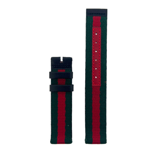 Gucci Band Original Green Red Cloth Leather Stripe 17mm Watch Strap fits 3000M  No-Buckle 