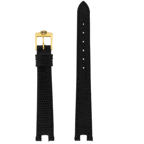 Gucci 13mm Black Leather Watch Band | Replacement Strap| WatchMaterial