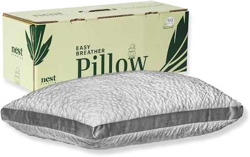 Nest Bedding Easy Breather adjustable shredded foam pillow providing support for back sleepers