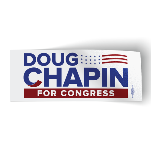 Doug Chapin - White (9" x 3.5" Vinyl Bumper Sticker)