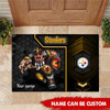 NFL.PITTSBURGH STEELERS TEAM LOGOS STANDARD SIZE DOOR MAT/NICE CUSTOM GRAPHIC-3D-PRINTED TEAM LOGOS/FOR ANY INDOOR OR OUTDOOR USE/ADD YOUR OWN CUSTOM PERSONIALIZED NAME OR TEXT IN BOTTOM LEFT HAND DOOR MAT CORNER AREA..