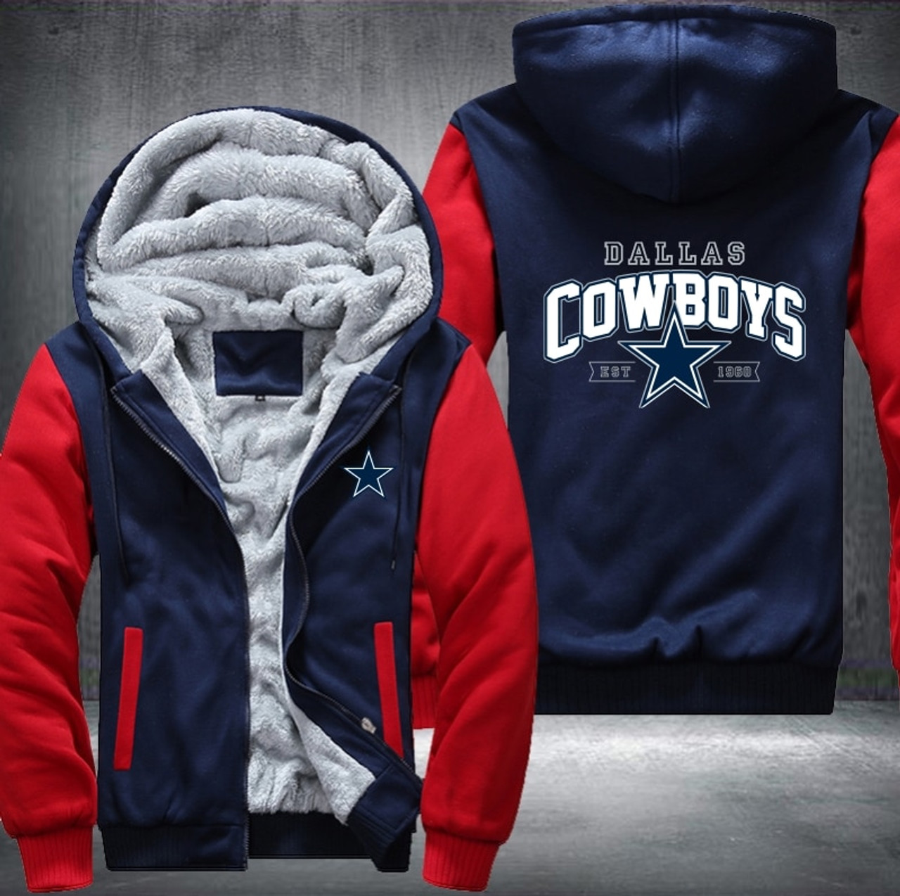 dallas cowboys fleece zip up hoodie