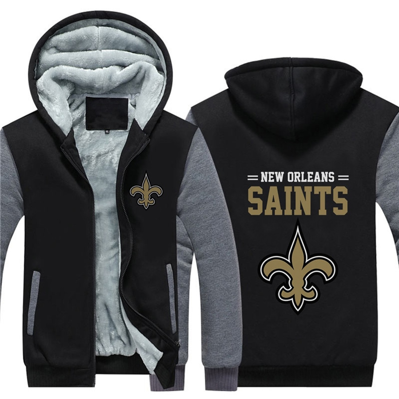 saints zip up hoodie