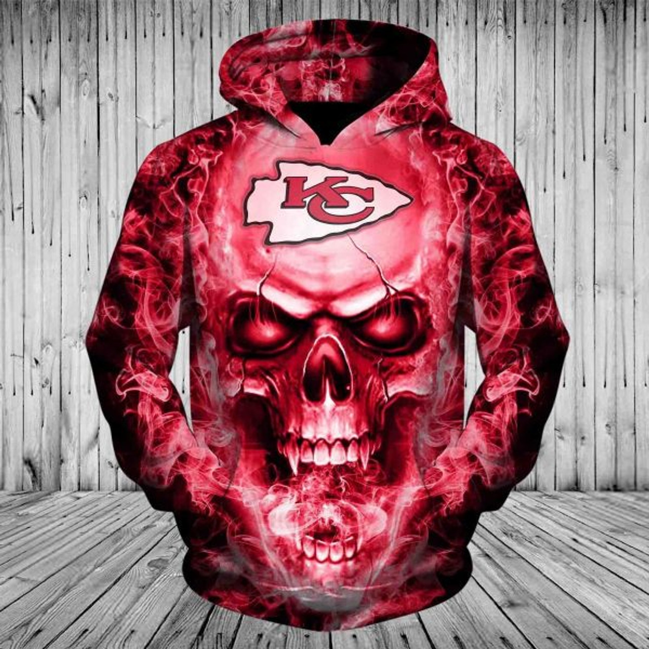 kansas city chiefs skull hoodie
