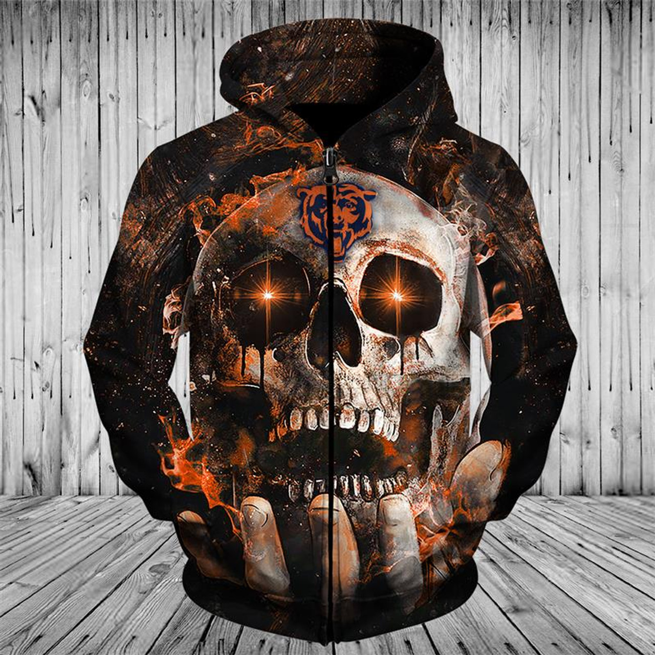 skull zip up hoodie