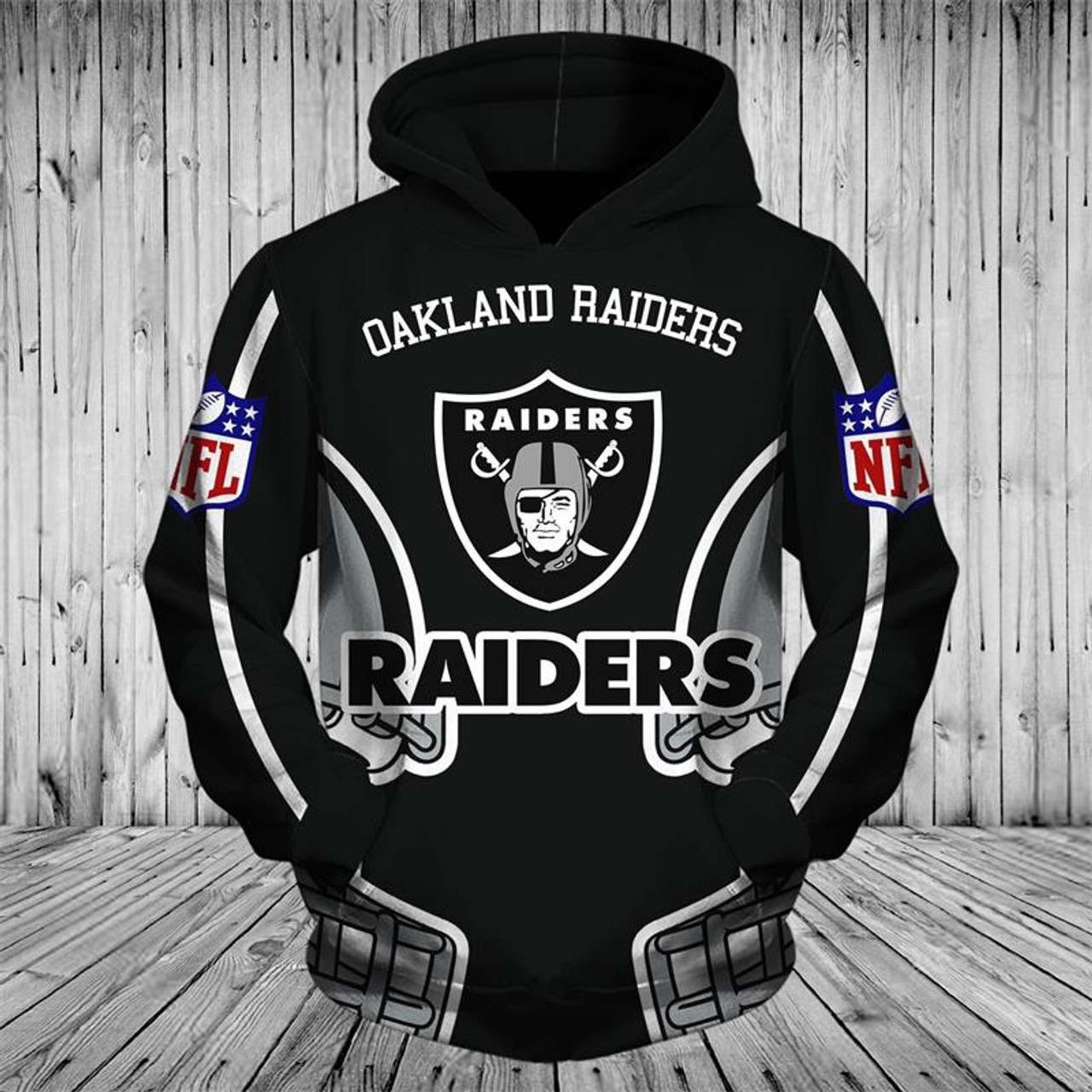 15% OFF NFL Hoodies 3D Skull Oakland Raiders Hoodie Sweatshirt