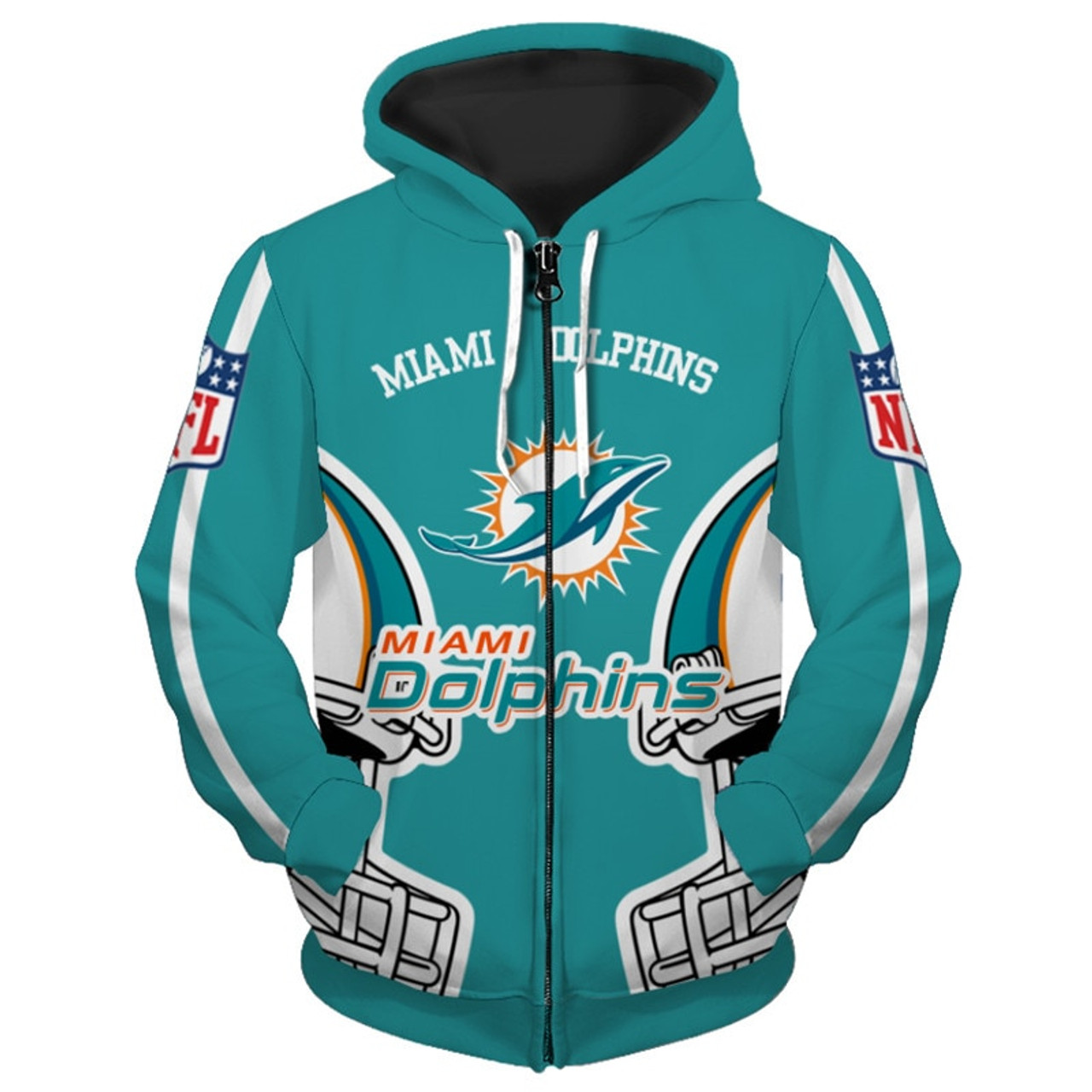 miami dolphins zippered hoodie