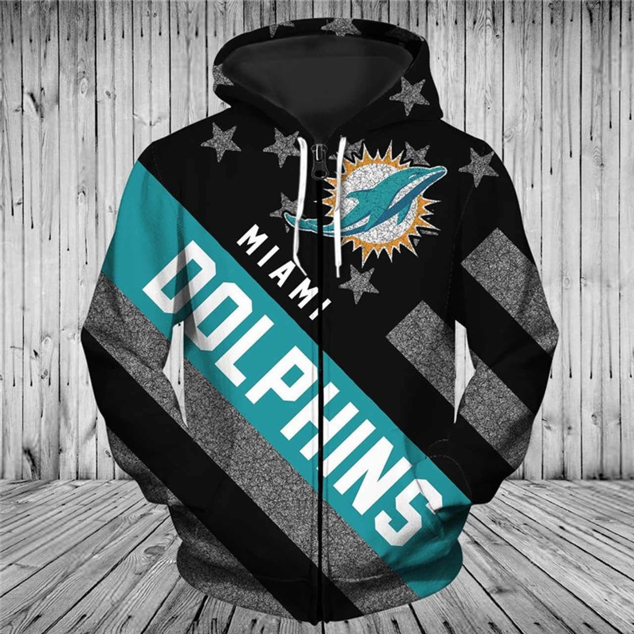 miami dolphins zippered hoodie