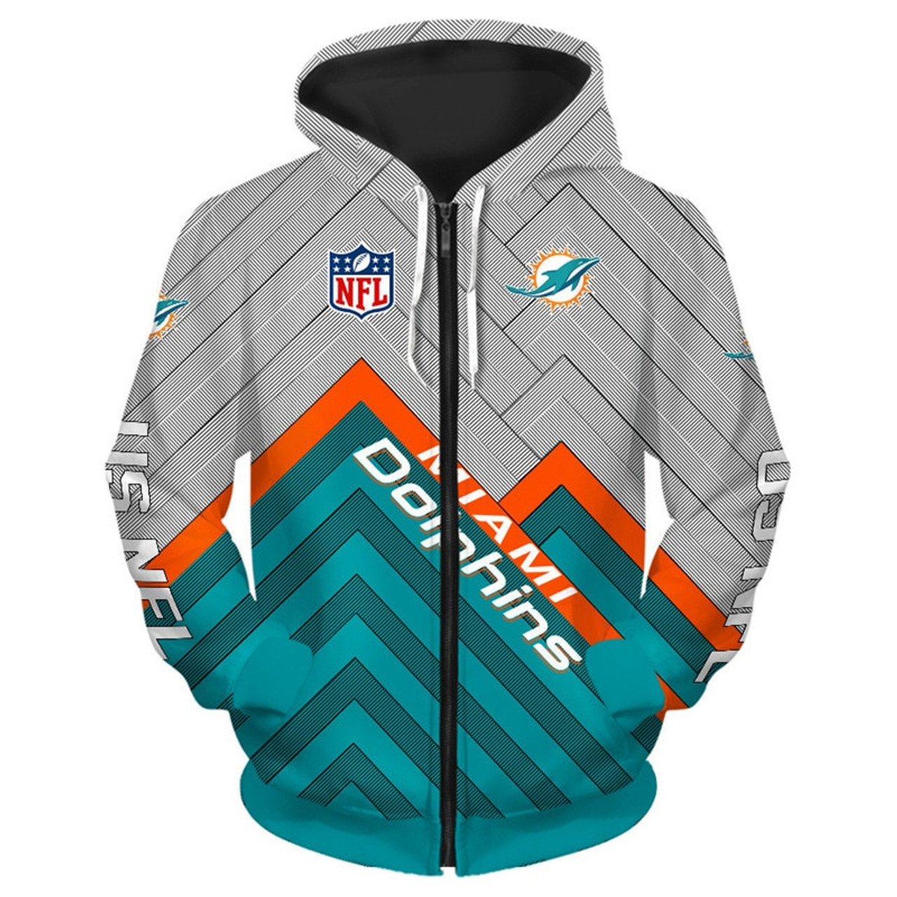 miami dolphins zippered hoodie