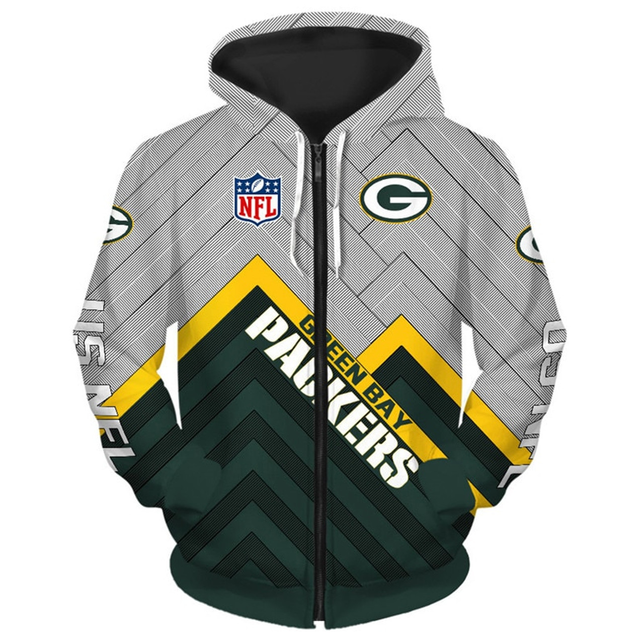 green bay packers zip up hoodie