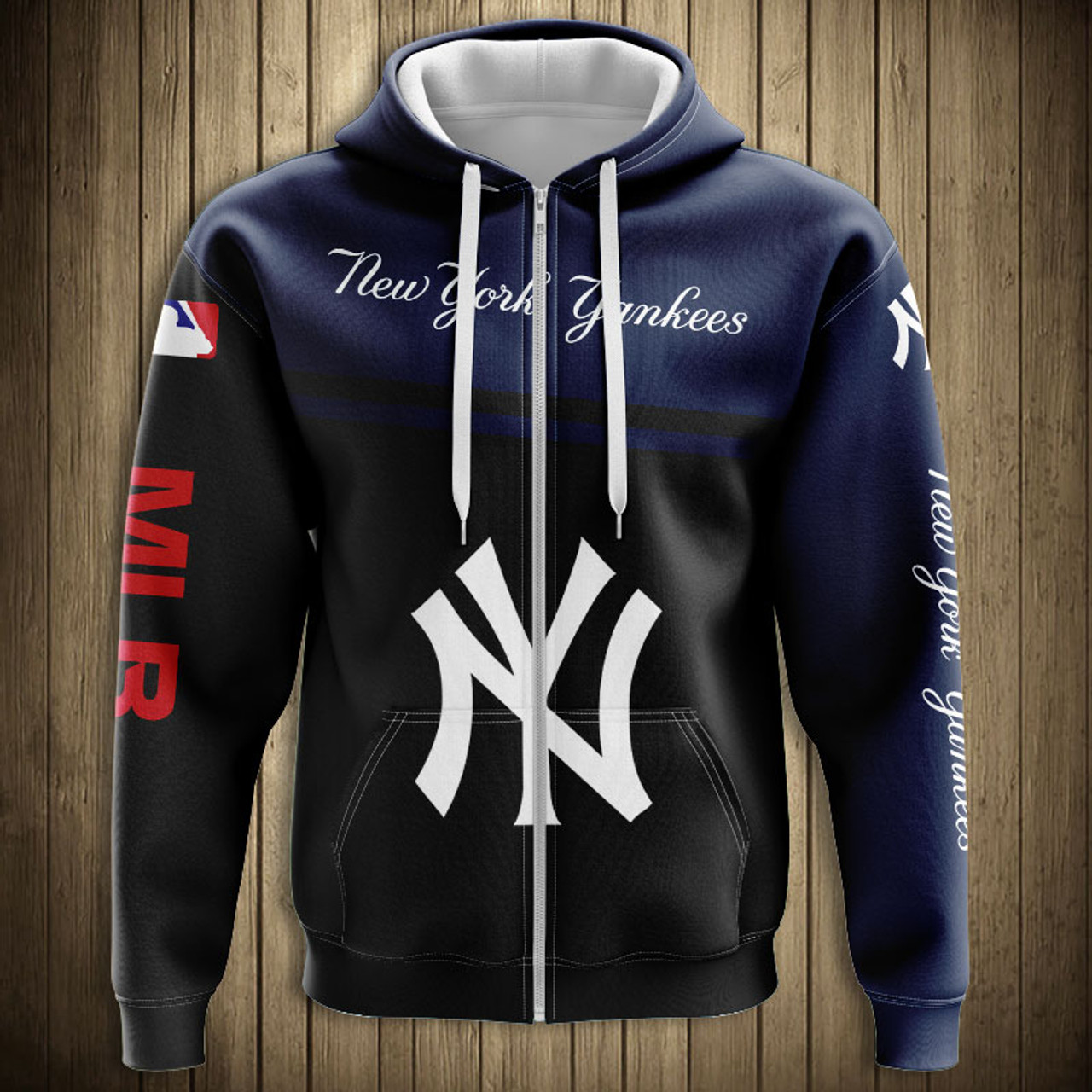 yankees zippered hoodie