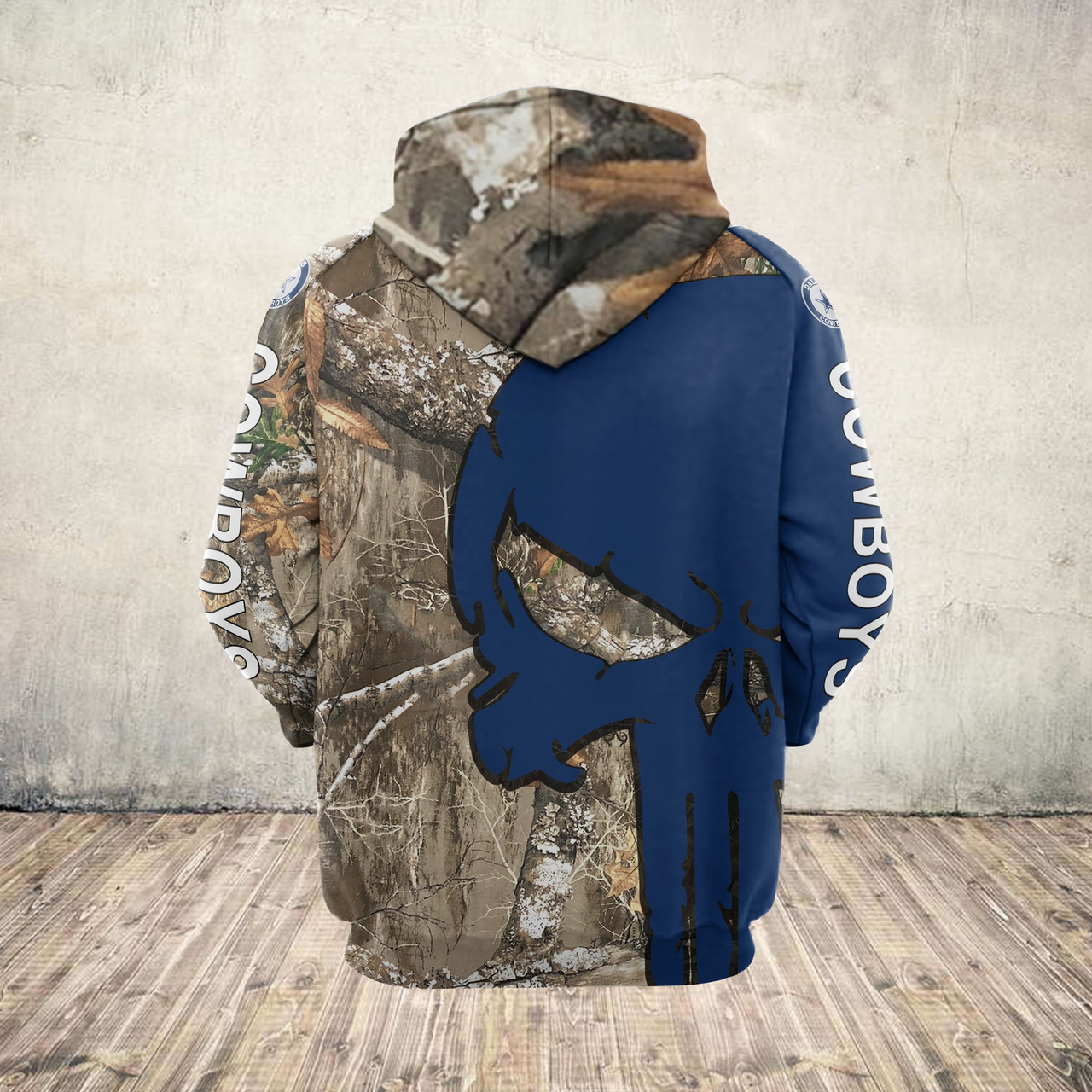  **(OFFICIAL-N.F.L.DALLAS-COWBOYS-ZIPPERED-HOODIES/NICE-DETAILED-3D-CUSTOM-GRAPHIC-PRINTED-REAL-TREE-CAMO. PUNISHER-SKULL-DESIGN/FEATURING-OFFICIAL-CUSTOM-COWBOYS-LOGOS & OFFICIAL-CLASSIC-COWBOYS-COLORS/WARM-PREMIUM-COWBOYS-TEAM-ZIPPERED-HOODIES)** 