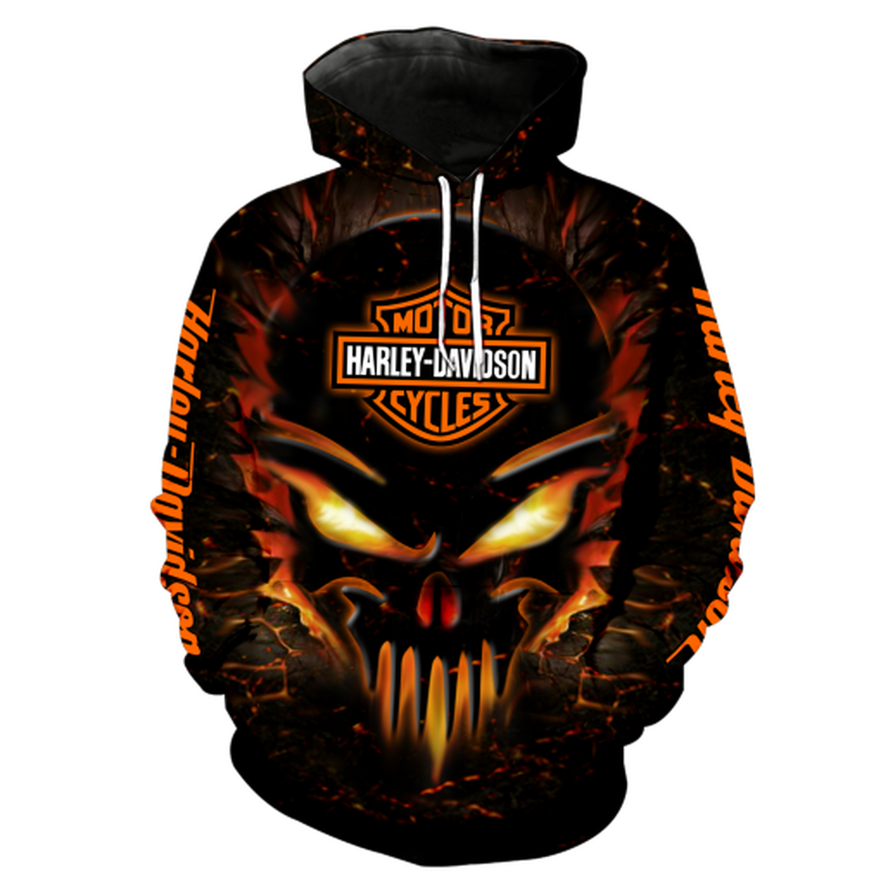 Official Harley Davidson Motorcycle Pullover Skull Hoodies3d Graphic Printed Neon Glowing 